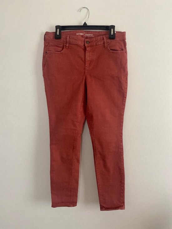 Old Navy Denim - Old Navy Rockstar Mid-Rise Super Skinny Jeans Women's Size 14 Rust Red